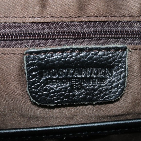Bostanten Black Leather Messenger Shoulder Bag - Picture 9 of 13